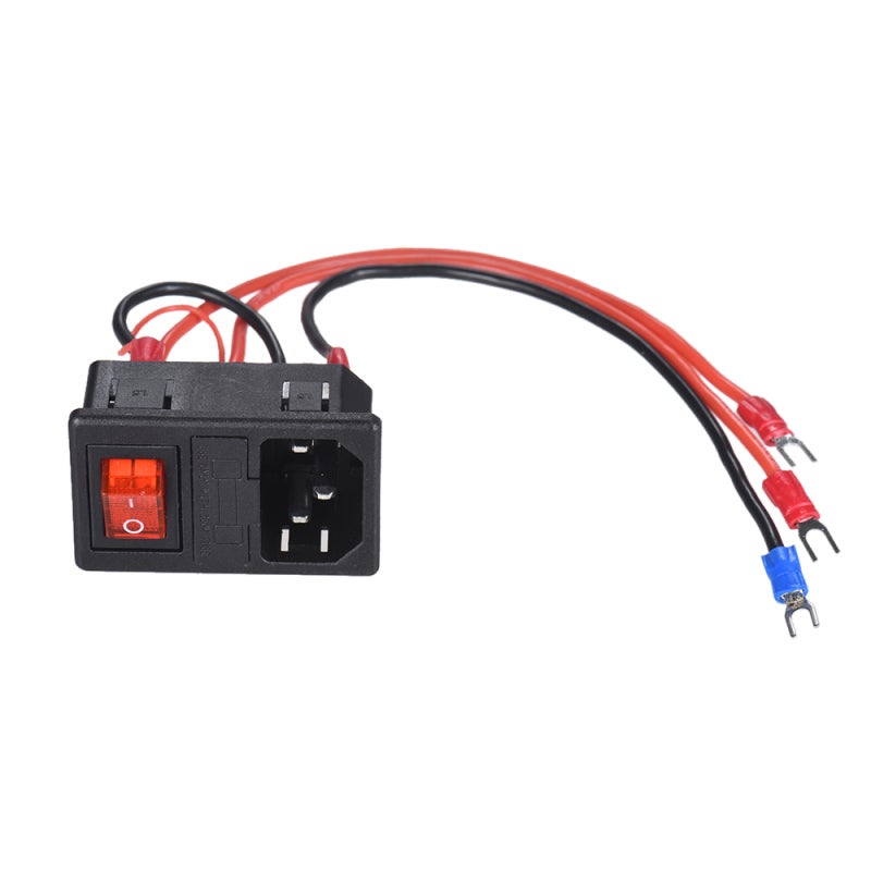 Power Switch Socket: 15A 110V/220V Plastic Metal Black Red Silver Tone - Safe Corrosion Resistant Rustproof Easy Install U-Type Plug Power Switch Socket Module for 3D Printing Electrical Applications - Image 4