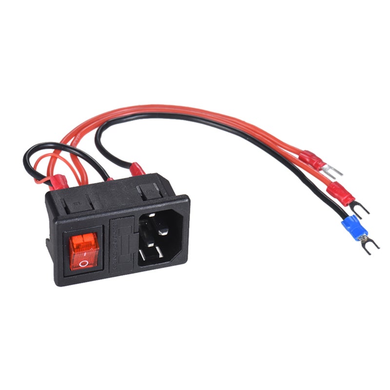 Power Switch Socket: 15A 110V/220V Plastic Metal Black Red Silver Tone - Safe Corrosion Resistant Rustproof Easy Install U-Type Plug Power Switch Socket Module for 3D Printing Electrical Applications - Image 1