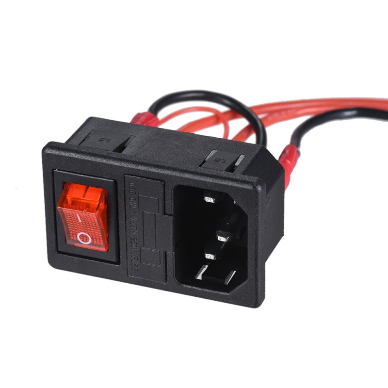 Power Switch Socket: 15A 110V/220V Plastic Metal Black Red Silver Tone - Safe Corrosion Resistant Rustproof Easy Install U-Type Plug Power Switch Socket Module for 3D Printing Electrical Applications - Image 2