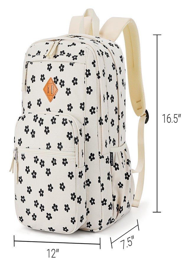 ZORFIN 26L Backpack for College, and Travel: Water Resistant Bookbag, Floral Corduroy, 16.5 Inch - Image 2