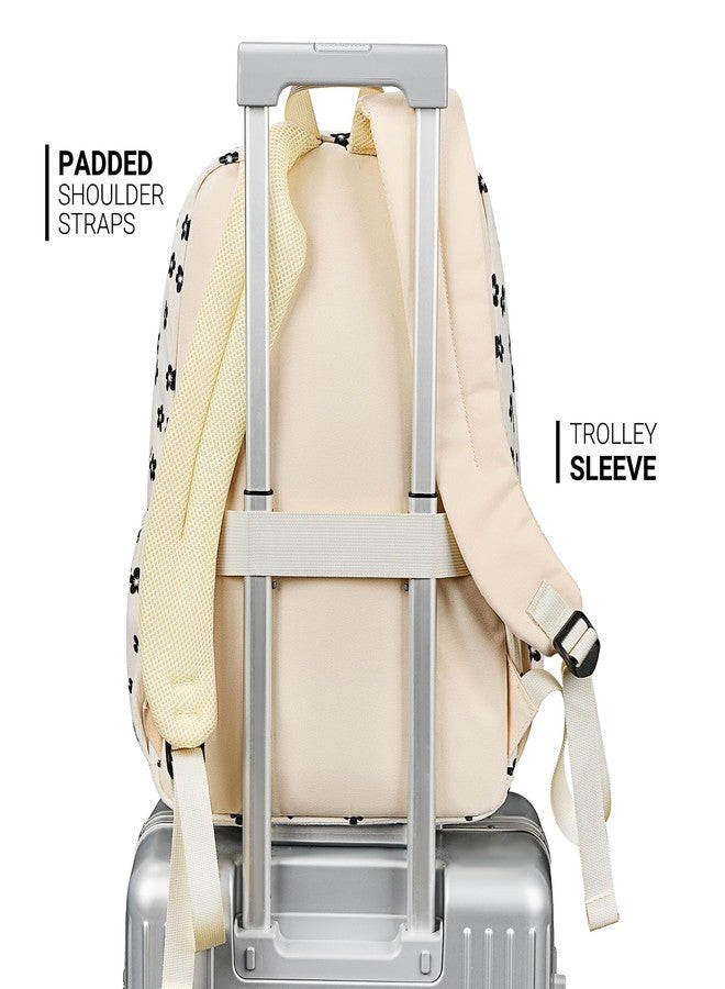 ZORFIN 26L Backpack for College, and Travel: Water Resistant Bookbag, Floral Corduroy, 16.5 Inch - Image 4