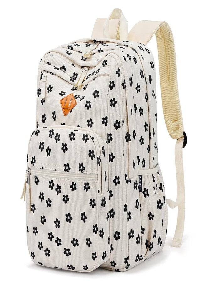 ZORFIN 26L Backpack for College, and Travel: Water Resistant Bookbag, Floral Corduroy, 16.5 Inch - Image 1