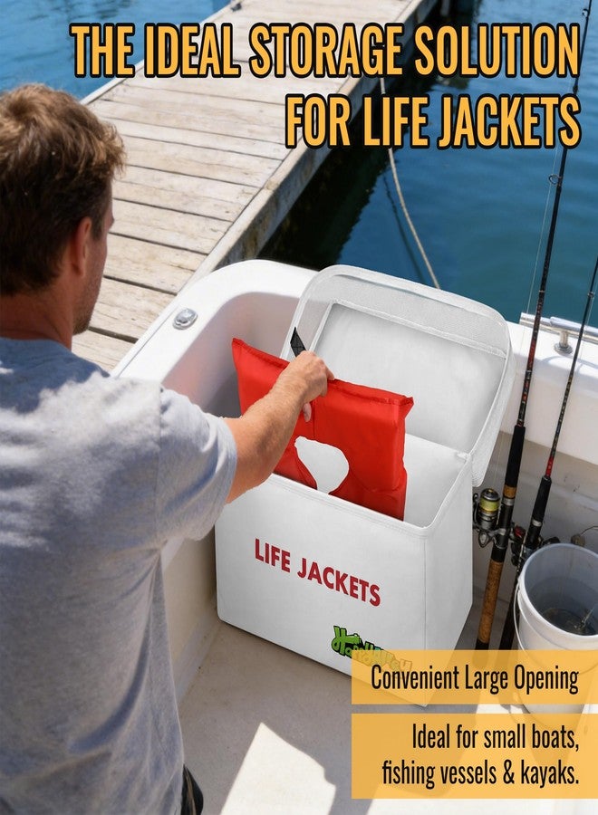 HappyAlley Heavy Duty Life Vest Storage Bag, Oxford Life Jacket Storage Bag with Carrying Handle, Fits 6 Type II Jackets for Boat, Kayak & Marine Safety Gear, Durable & Waterproof (White,1 Pack) - Image 4