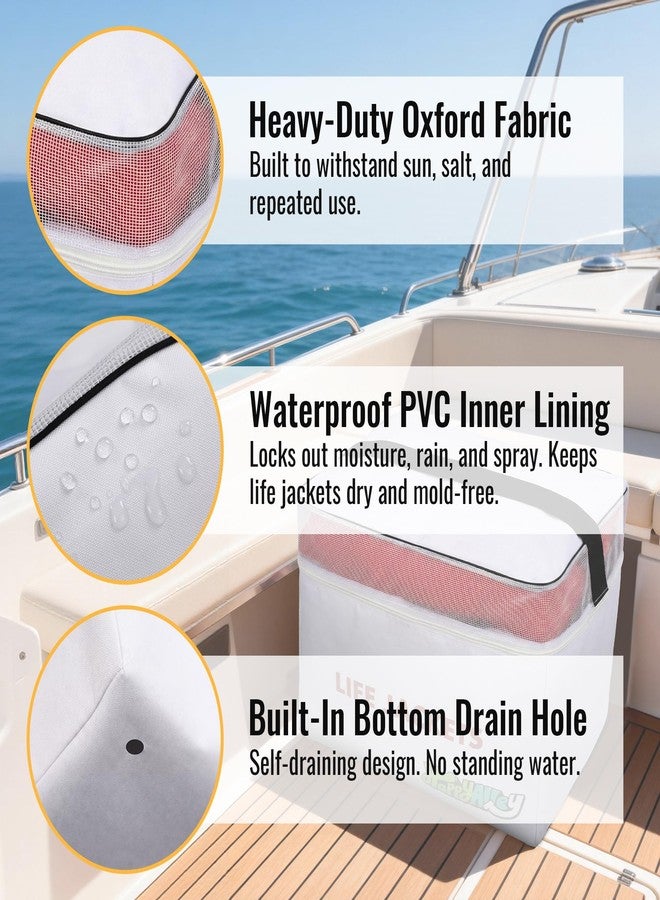 HappyAlley Heavy Duty Life Vest Storage Bag, Oxford Life Jacket Storage Bag with Carrying Handle, Fits 6 Type II Jackets for Boat, Kayak & Marine Safety Gear, Durable & Waterproof (White,1 Pack) - Image 5