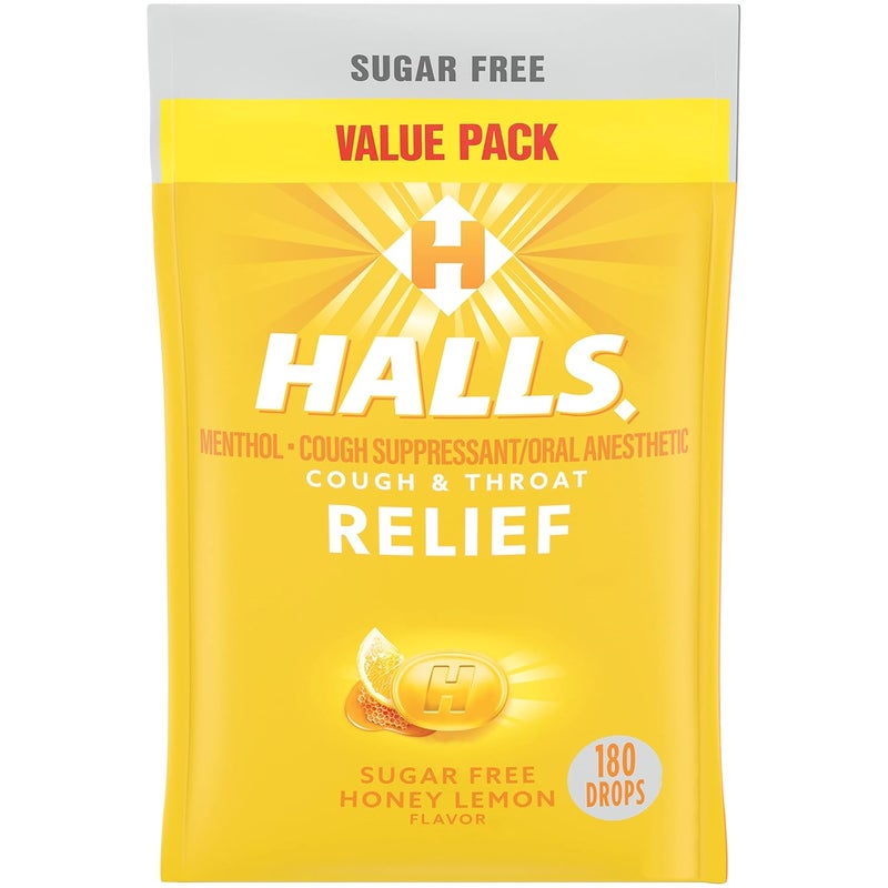 Halls HALLS Relief Honey Lemon Sugar Free Cough Drops, Value Pack, 180 Drops 