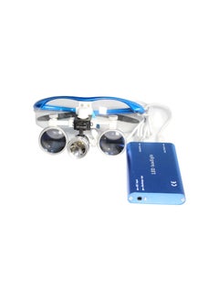 Generic Dental Binocular Loupes 3.5X 420mm + LED Head Light Lamp +Aluminum Box (Blue)  - Image 1