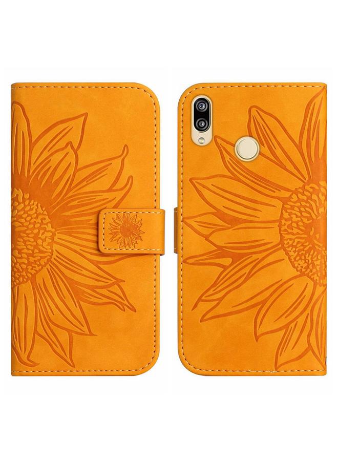 Zaboon Case For Huawei P20 Lite Skin Feel Sun Flower Pattern Flip Leather Phone Case with Lanyard - Image 2