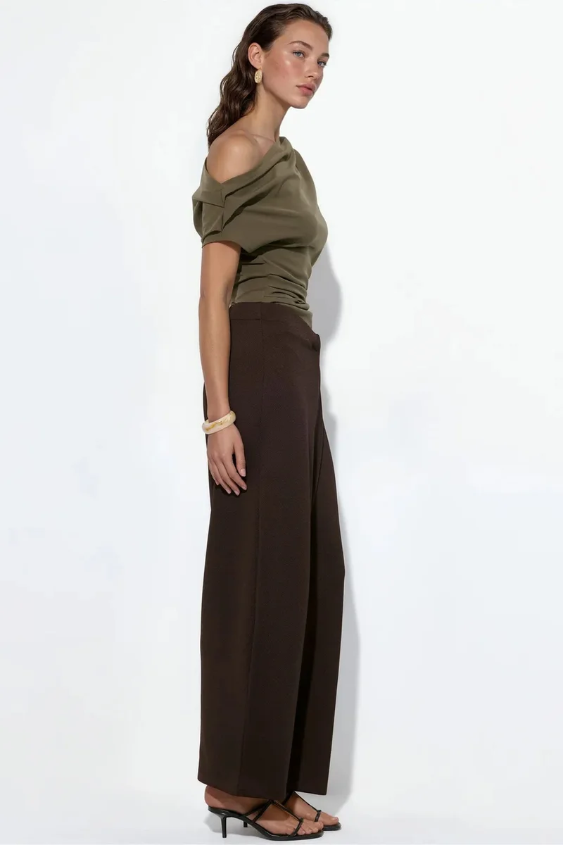 BUSEM Women's High-waist Wide-leg Crepe Trousers