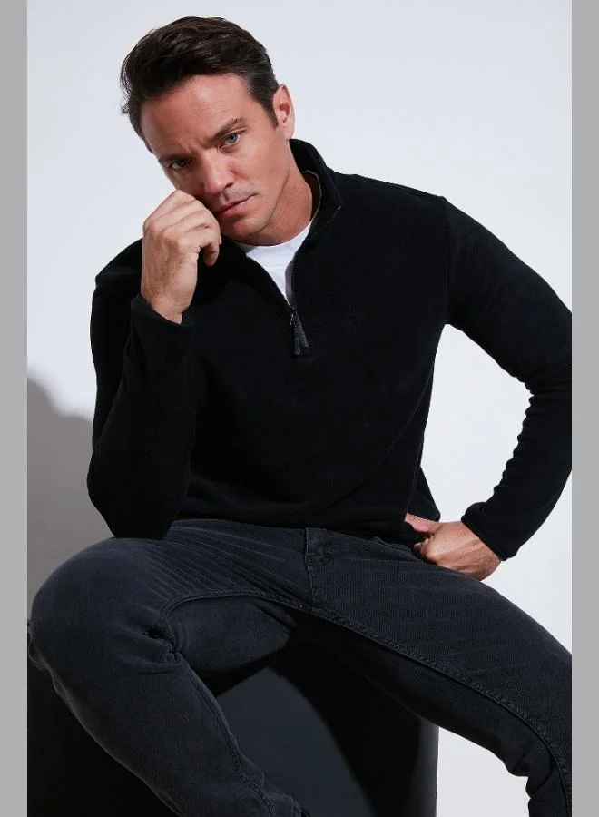 Buratti Buratti Slim Fit Half Zipper Stand Collar Polar Fleece Men's POLAR 5906003