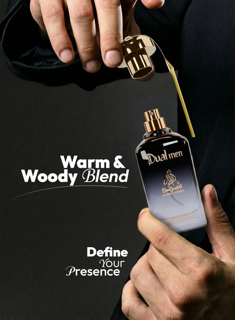 Shamma Perfumes Dual Men 100ml Long Lasting Fresh Woody Perfume for Men Citrus Zesty Ozonic Fragrance Moderate Projection Daily Wear Premium Fragrance Clean Masculine Scent Best Perfume for Men Office and Casual Use - Image 5
