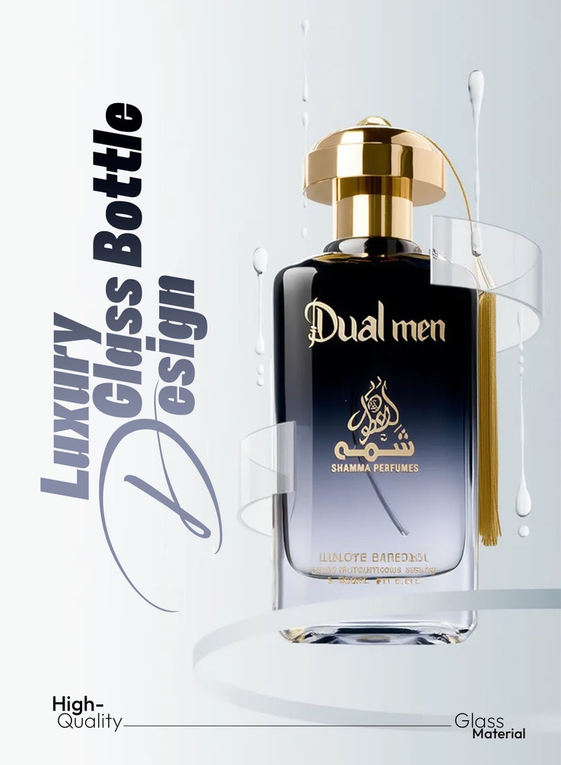 Shamma Perfumes Dual Men 100ml Long Lasting Fresh Woody Perfume for Men Citrus Zesty Ozonic Fragrance Moderate Projection Daily Wear Premium Fragrance Clean Masculine Scent Best Perfume for Men Office and Casual Use - Image 3