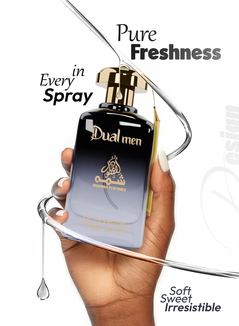 Shamma Perfumes Dual Men 100ml Long Lasting Fresh Woody Perfume for Men Citrus Zesty Ozonic Fragrance Moderate Projection Daily Wear Premium Fragrance Clean Masculine Scent Best Perfume for Men Office and Casual Use - Image 4