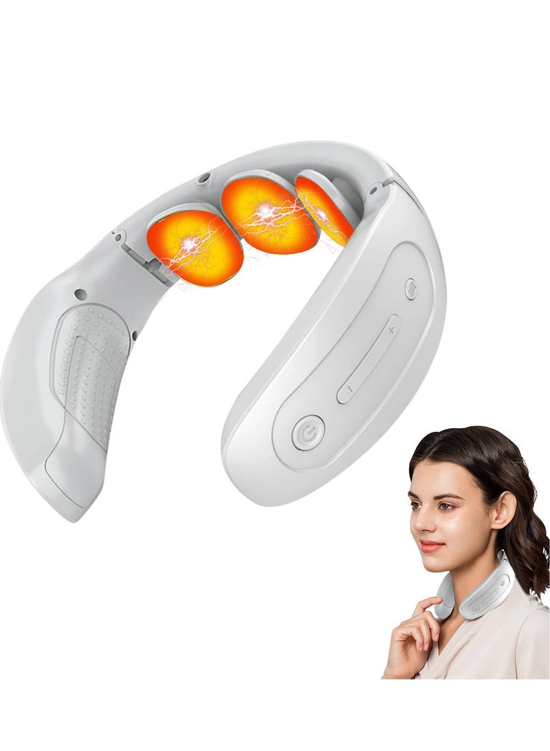Excefore Neck Massager with Heat, Cordless Deep Tissue Vibration Infrared for Pain Relief, 4 Modes 15 Levels Cordless, Portable Gift Women Men - Image 1