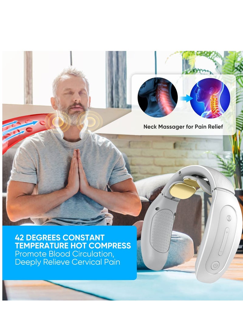 Excefore Neck Massager with Heat, Cordless Deep Tissue Vibration Infrared for Pain Relief, 4 Modes 15 Levels Cordless, Portable Gift Women Men - Image 2