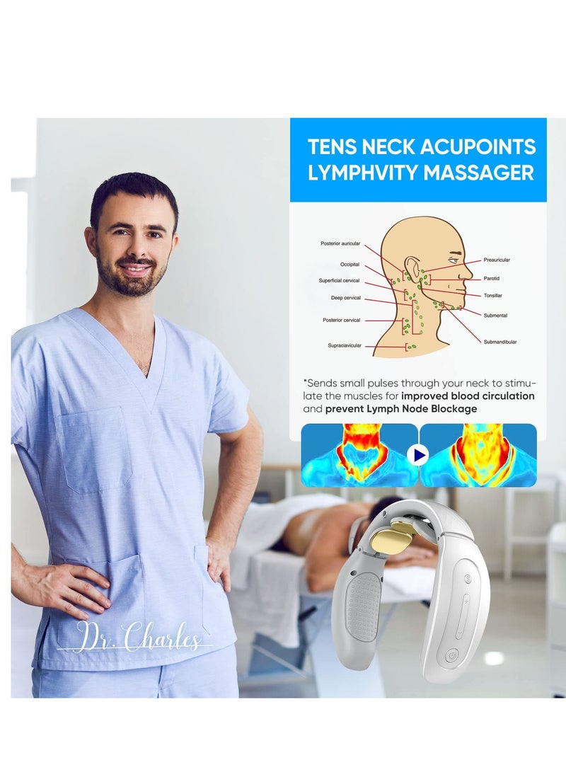 Excefore Neck Massager with Heat, Cordless Deep Tissue Vibration Infrared for Pain Relief, 4 Modes 15 Levels Cordless, Portable Gift Women Men - Image 3