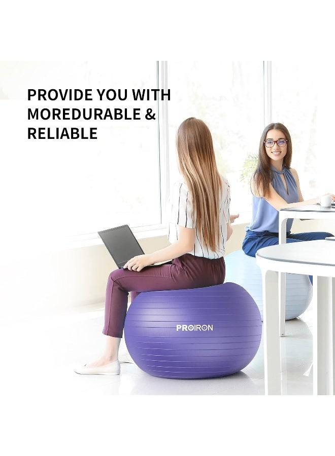 PROIRON Exercise Ball Anti-Burst Yoga Ball Chair with Quick Pump Slip Resistant Gym Ball Supports 500KG Balance Ball for Pilates Yoga Birthing Pregnancy Stability Gym Workout Training - Image 5