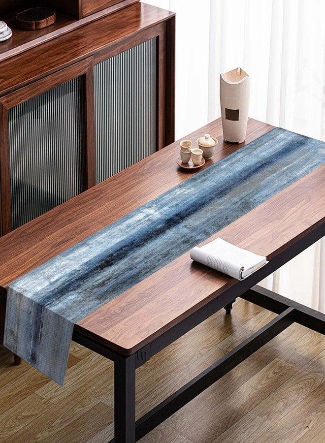 Mcalk Dark Blue Table Runner and Placemats Set of 6 Pieces, Blue Placemat, Cloth Place Mats Indoor for Kitchen, Washable Abstract Placemats Linen Material for Dining Table - Image 5