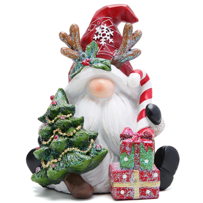 Hodao Christmas Gnome Decor Winter Table Swedish Tomte Elf Dwarf Figurines Decor Indoor Home Decorations Resin