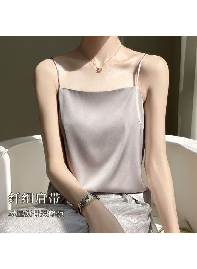 Moonbadi Luxury Pearl Satin Camisole Top For Women, Versatile Anti-Peek Layering Strap Top With Elegant Back Design, Wearable Alone - Image 4