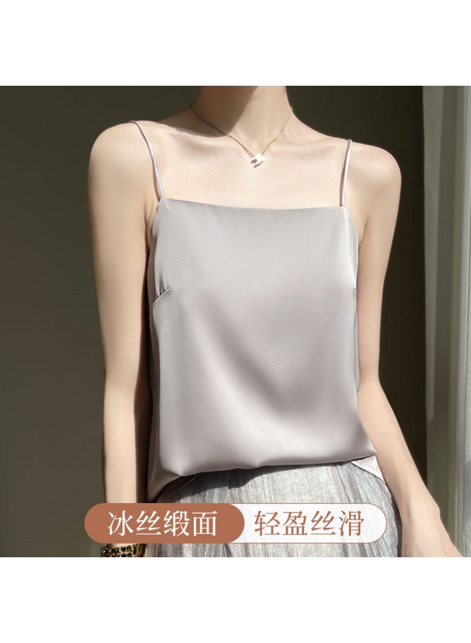 Moonbadi Luxury Pearl Satin Camisole Top For Women, Versatile Anti-Peek Layering Strap Top With Elegant Back Design, Wearable Alone - Image 2