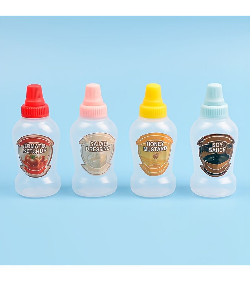 4 Pack 1.35oz Mini Squeeze Bottles Portable Condiment Jars for Kitchen Camping Office - Image 1