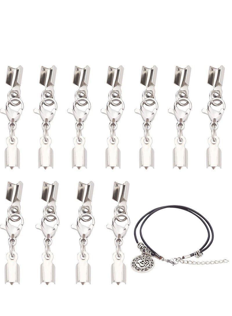 KASTWAVE 20 Pcs Lobster Claw Clasps with Cord Ends Stainless Steel Necklace Jewellry Making Lobster Clasps, Lobster Caps Connector for Necklace Bracelet DIY Craft Jewellery Making - Image 1