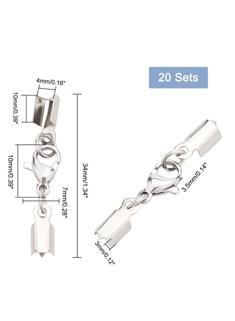 KASTWAVE 20 Pcs Lobster Claw Clasps with Cord Ends Stainless Steel Necklace Jewellry Making Lobster Clasps, Lobster Caps Connector for Necklace Bracelet DIY Craft Jewellery Making - Image 4