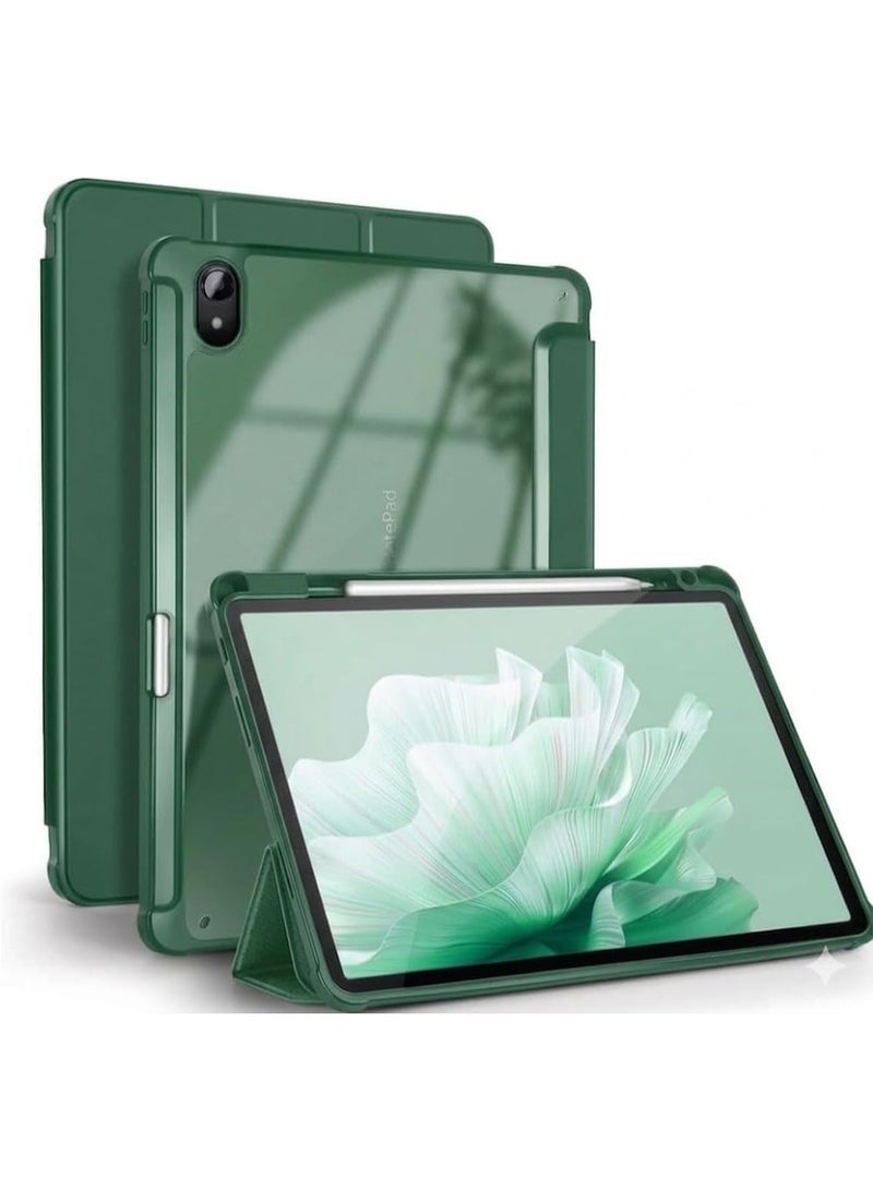 Shockproof Tablet Case Compatible with Huawei MatePad SE 11 inch 2024, Slim Trifold PU Shockproof Case with Pencil Holder green