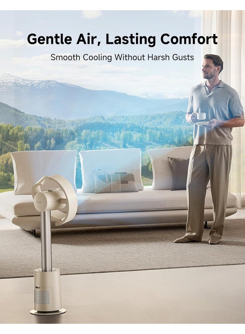 DREAME Bladeless Fan MF10 with 270° Spatial Airflow for Whole-Room Circulation, Temperature-Adaptive Airflow, Experience Smarter Wind, Washable Filter, Beige CVF22A Gold - Image 4