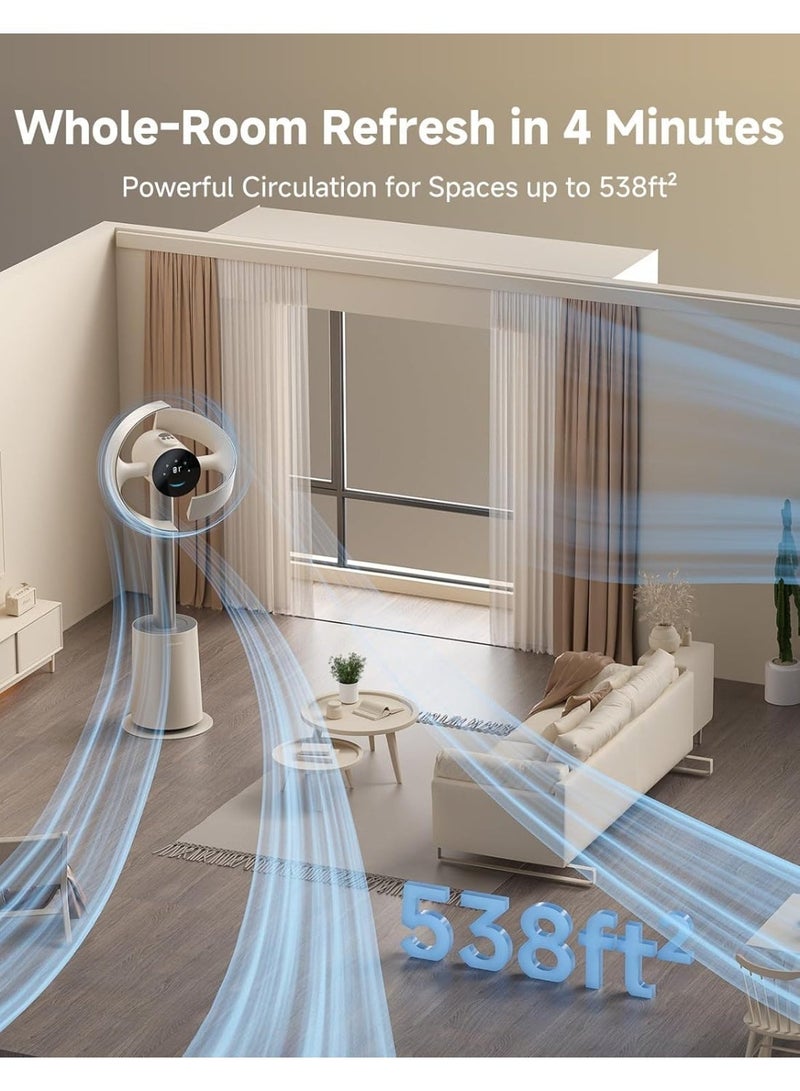 DREAME Bladeless Fan MF10 with 270° Spatial Airflow for Whole-Room Circulation, Temperature-Adaptive Airflow, Experience Smarter Wind, Washable Filter, Beige CVF22A Gold - Image 5