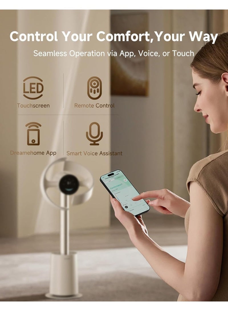 DREAME Bladeless Fan MF10 with 270° Spatial Airflow for Whole-Room Circulation, Temperature-Adaptive Airflow, Experience Smarter Wind, Washable Filter, Beige CVF22A Gold - Image 2