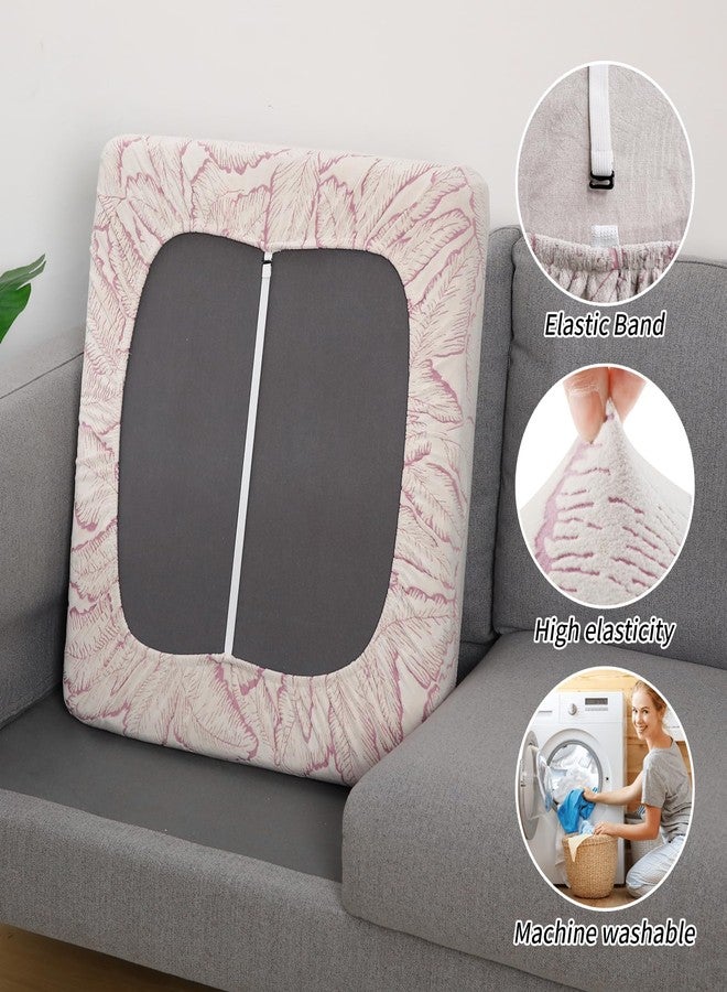 Fuloon Seat Cushion Covers, Stretch Couch Slipcovers Sofa Cushion Protective Solid Chair Slipcovers Washable Suitable for Armchair Loveseat Sofa 3 PC Pink - Image 4