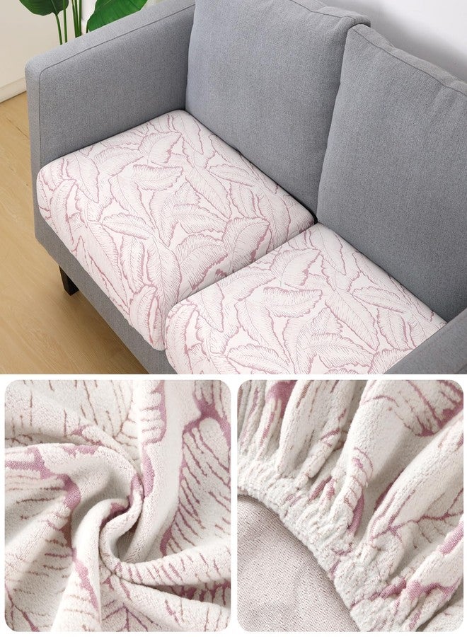 Fuloon Seat Cushion Covers, Stretch Couch Slipcovers Sofa Cushion Protective Solid Chair Slipcovers Washable Suitable for Armchair Loveseat Sofa 3 PC Pink - Image 2
