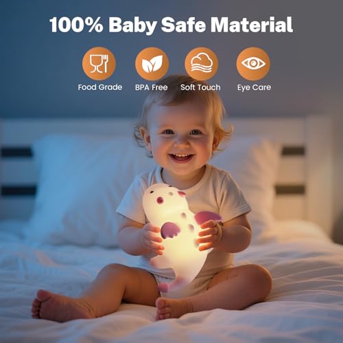 AVEKI Pink Dragon Night Light Cute Baby Dragon Lamp Gifts for Girls and Princess 10 Modes Adjustable Touch Baby Light Rechargeable Nursery Lamp with Timer Portable Nightlight for Kids Girl - Image 3
