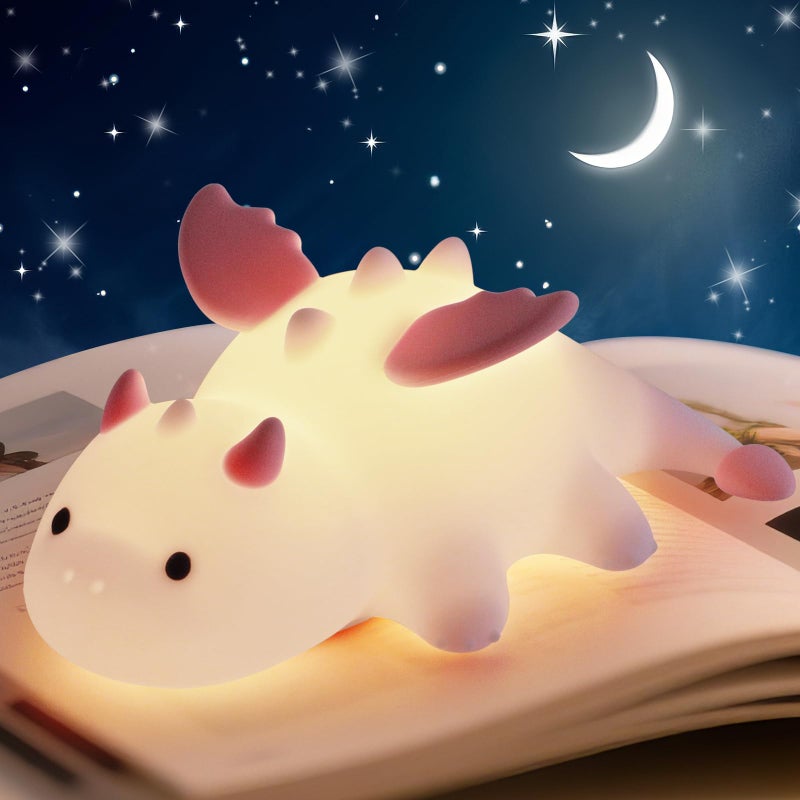 AVEKI Pink Dragon Night Light Cute Baby Dragon Lamp Gifts for Girls and Princess 10 Modes Adjustable Touch Baby Light Rechargeable Nursery Lamp with Timer Portable Nightlight for Kids Girl - Image 2