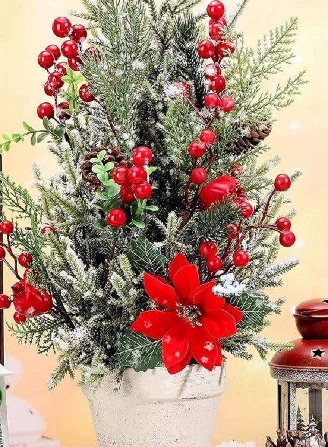 كرافت فاتيكا 10 قطع من حلي معلقة بالكرز الأحمر والتوت الصناعي لشجرة الكريسماس، عناصر زينة شجرة الكريسماس، زينة الكريسماس، المنزل، المكتب، الباب - كل عصا تحتوي على 12 ثمرة كرز - Image 2