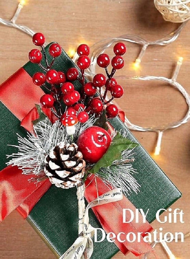 كرافت فاتيكا 10 قطع من حلي معلقة بالكرز الأحمر والتوت الصناعي لشجرة الكريسماس، عناصر زينة شجرة الكريسماس، زينة الكريسماس، المنزل، المكتب، الباب - كل عصا تحتوي على 12 ثمرة كرز - Image 3