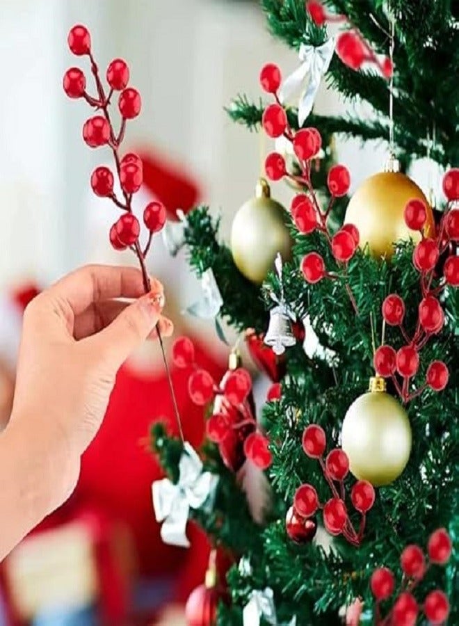 كرافت فاتيكا 10 قطع من حلي معلقة بالكرز الأحمر والتوت الصناعي لشجرة الكريسماس، عناصر زينة شجرة الكريسماس، زينة الكريسماس، المنزل، المكتب، الباب - كل عصا تحتوي على 12 ثمرة كرز - Image 5