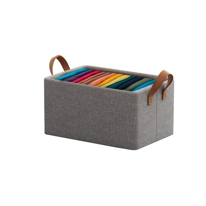 FOLDABLE 26LITER CLOTH ORGANIZER FOR WARDROBE STORAGE BAG STORAGE BOX CLOSET DRAWER ORGANIZERS FOR CLOTHES SAREE TOWEL BLANKET GREY