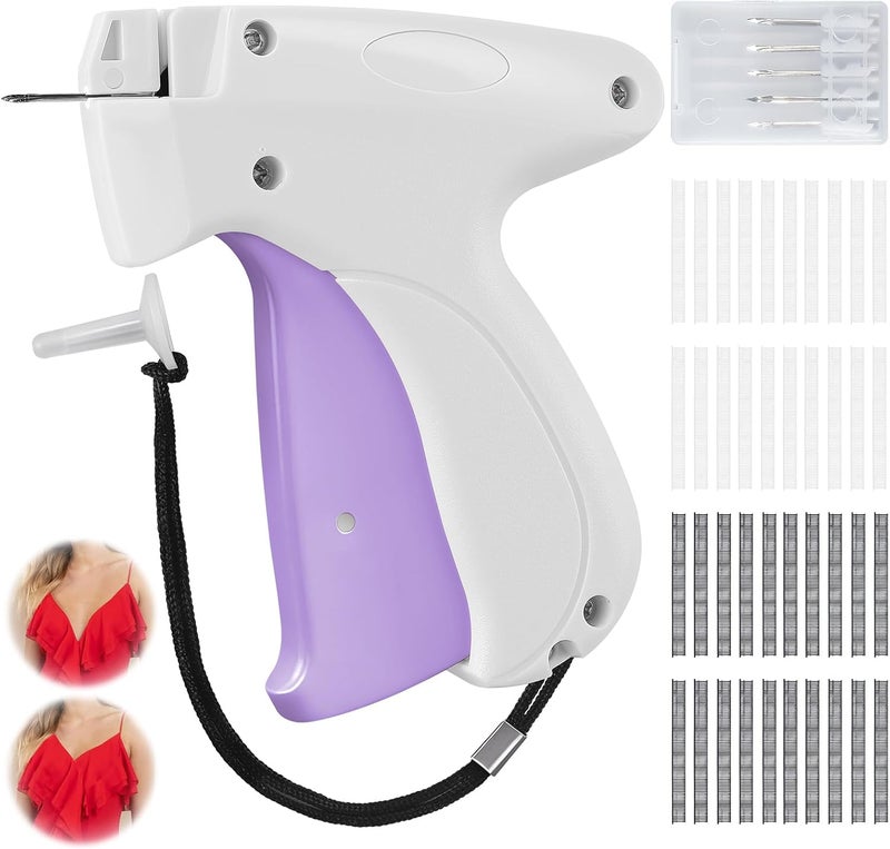 KEEUH Micro Sewing Gun Stitch Gun for Clothes, White/Light Purple Color Versatile Stitching Gun for Hemming Pants Repairing Seams and More - Image 1