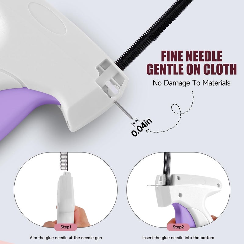 KEEUH Micro Sewing Gun Stitch Gun for Clothes, White/Light Purple Color Versatile Stitching Gun for Hemming Pants Repairing Seams and More - Image 3