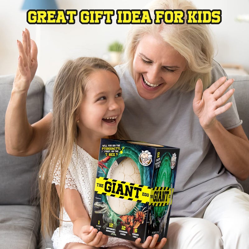 XX Dinosaur Egg Dig Kit, Unearth a Jumbo Dino Egg with 12 Unique Large Surprise Dinosaur Toys, Ideal Educational STEM Toys and Gifts for Kids Aged 5-7, Suitable for Party and Easter - Image 2