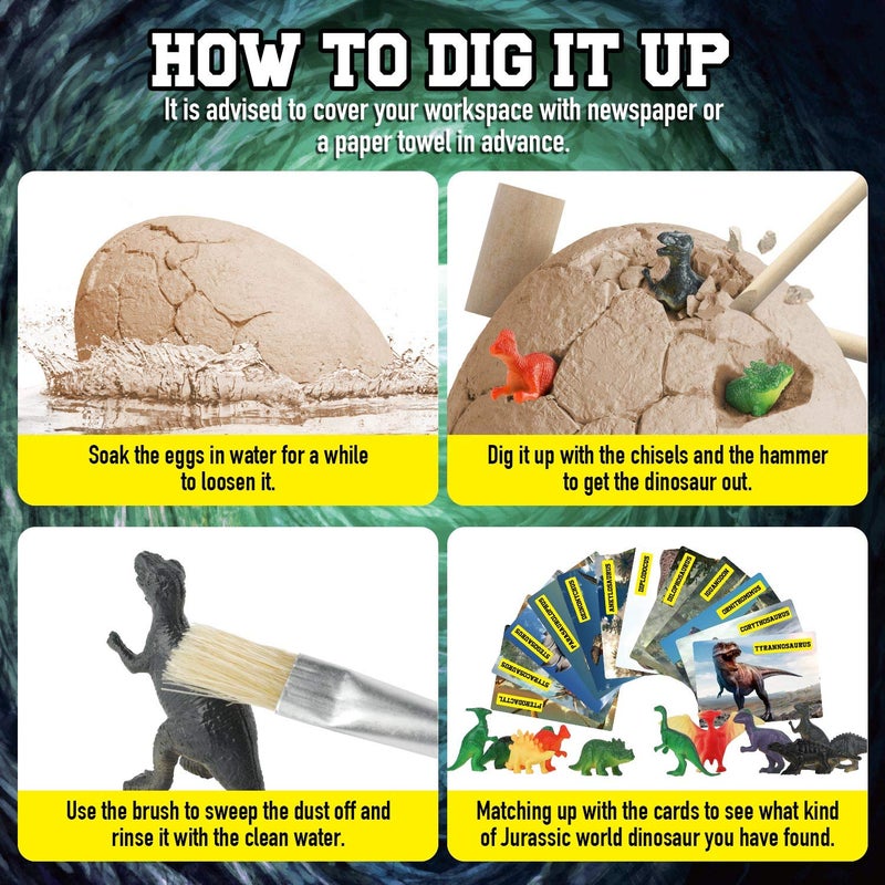 XX Dinosaur Egg Dig Kit, Unearth a Jumbo Dino Egg with 12 Unique Large Surprise Dinosaur Toys, Ideal Educational STEM Toys and Gifts for Kids Aged 5-7, Suitable for Party and Easter - Image 5