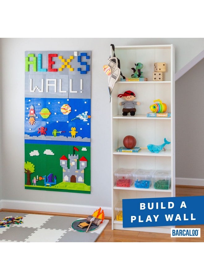 Barcaloo Barcaloo Peel and Stick Self Adhesive Baseplates Mat, Compatible with Base Plates Multipack, Panels for Table Top Play - 10 Inch x 10 Inch Adhesive Building Brick Play Wall Panel, 4 Blue  - Image 3