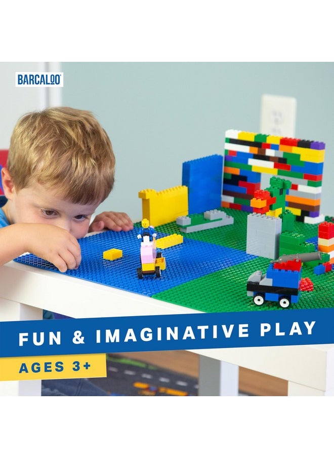 Barcaloo Barcaloo Peel and Stick Self Adhesive Baseplates Mat, Compatible with Base Plates Multipack, Panels for Table Top Play - 10 Inch x 10 Inch Adhesive Building Brick Play Wall Panel, 4 Blue  - Image 5