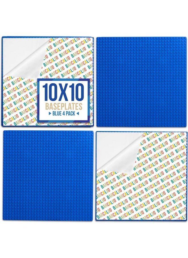 Barcaloo Barcaloo Peel and Stick Self Adhesive Baseplates Mat, Compatible with Base Plates Multipack, Panels for Table Top Play - 10 Inch x 10 Inch Adhesive Building Brick Play Wall Panel, 4 Blue  - Image 1
