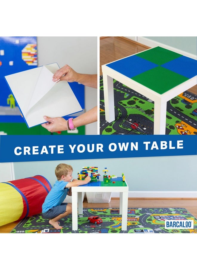 Barcaloo Barcaloo Peel and Stick Self Adhesive Baseplates Mat, Compatible with Base Plates Multipack, Panels for Table Top Play - 10 Inch x 10 Inch Adhesive Building Brick Play Wall Panel, 4 Blue  - Image 2