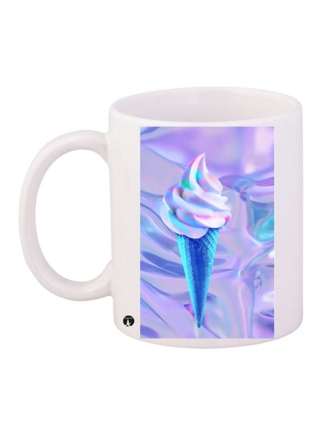 RYN Ice Cream Printed Coffee Mug White/Purple/Blue 11ounce