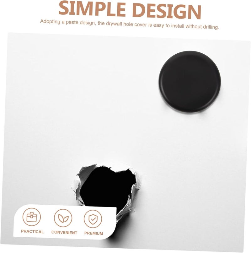 Ciieeo 2pcs Decorative Wall Hole Covers Easy Paste Installation for Drywall Tile Round Shape Stylish Black Design for Concealing Unsightly Openings - Image 2
