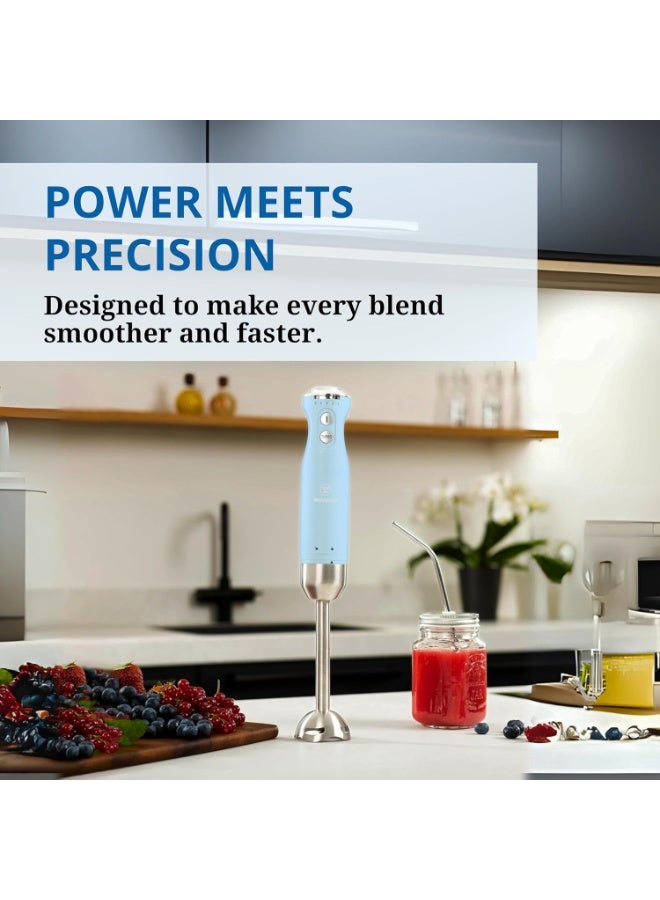 Westinghouse USA Retro Hand Blender – 600W Handheld Stick Blender, Blue | Stainless Steel Immersion Blender with 5 Speeds & Turbo | Soft Grip Handle (UAE Version) - 2 Years Warranty - Image 5